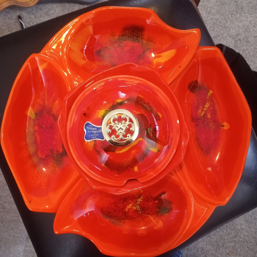 Vintage California Originals Chip n Dip tray Red and Orange